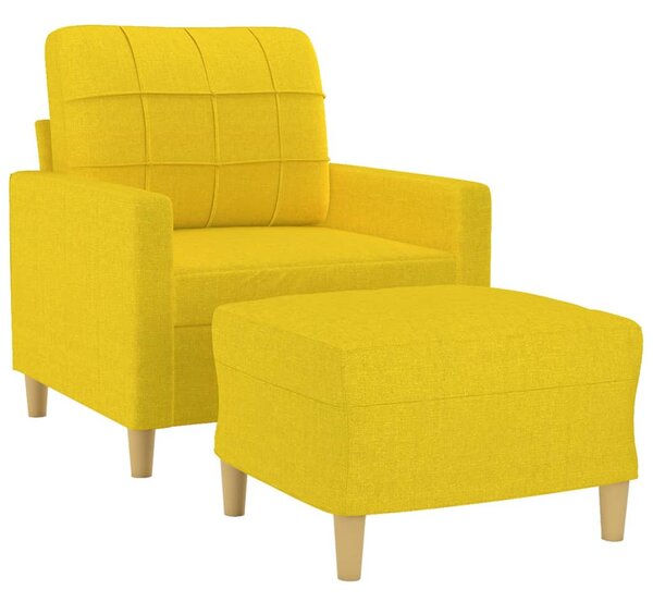 Világossárga szövet kanapéfotel lábtartóval 60 cm