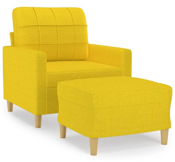 Világossárga szövet kanapéfotel lábtartóval 60 cm