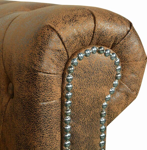Chesterfield 3 személyes kanapé barna műbőr