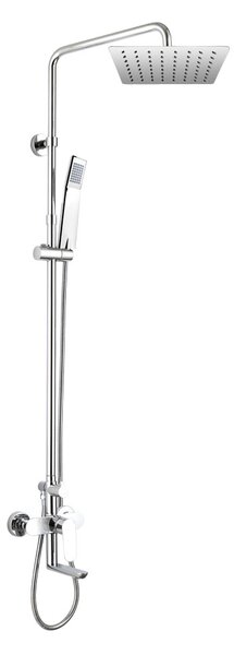 Mereo Mereo, Viana falra szerelhető kádcsaptelep zuhanyzóval. rúd, tömlő, kézi és tányérzuhany vékony 200x200mm, MER-CBE60101SD