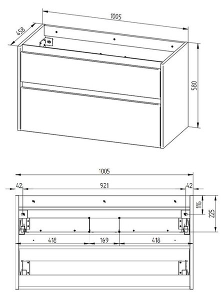 Mereo Mereo, Opto, fürdőszoba szekrény öntött márvány mosdóval, 101 cm, fehér-tölgy riviéra, MER-CN932M