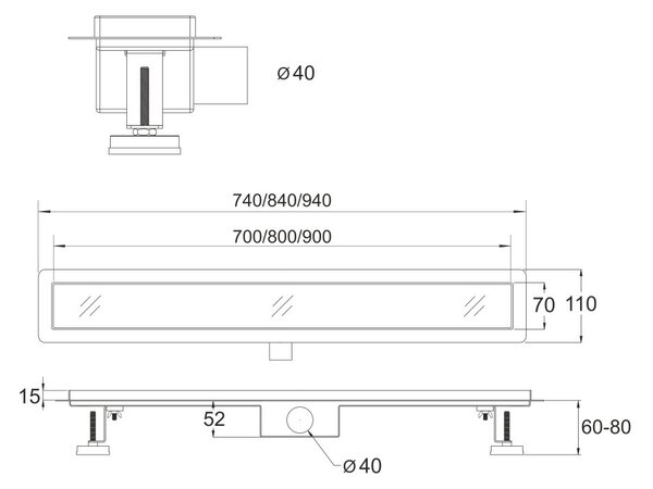 Mereo Mereo, Lefolyó zuhanycsatorna STRIP, MER-CZ123