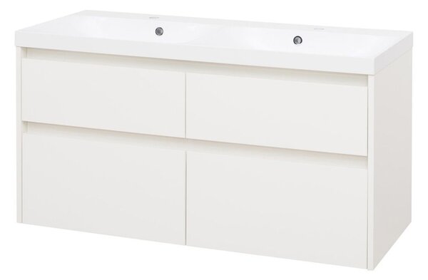 Mereo Mereo, Opto, Fürdőszobaszekrény öntött márvány mosdóval, 121 cm, fehér, MER-CN913M