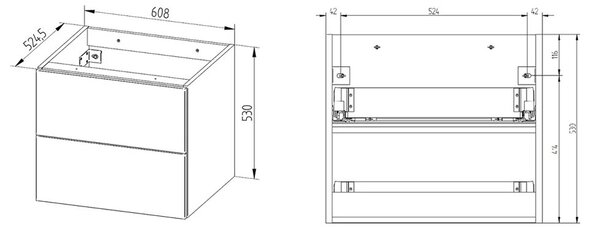 Mereo Mereo, Ponte, fürdőszoba szekrény 61 cm, antracit, MER-CN230S