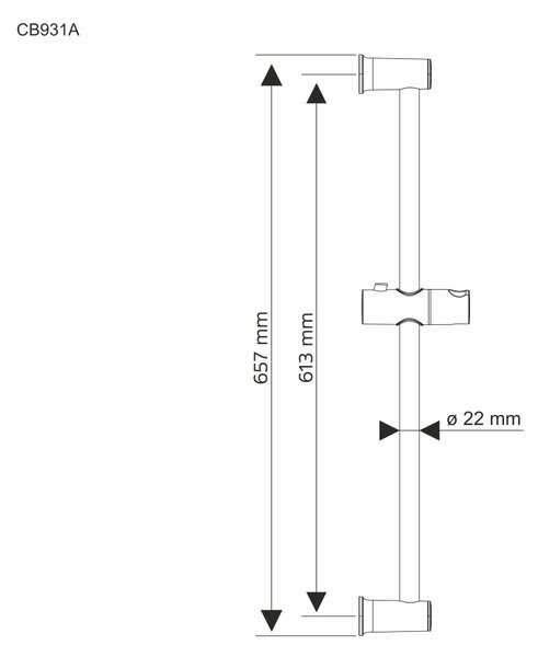 Mereo Mereo, Tolós zuhanytartó 600 cm, MER-CB931A
