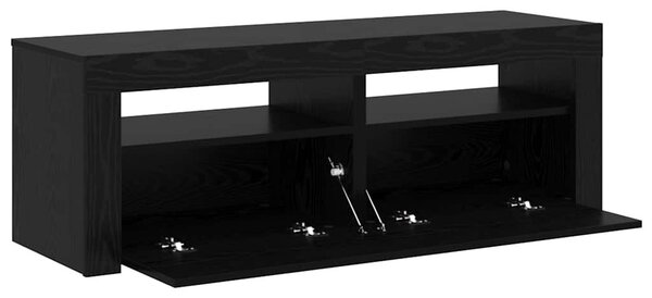 Fekete tölgy szerelt fa TV-szekrény LED-ekkel 120x35x40 cm
