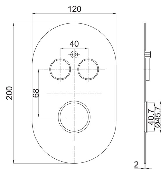 Mereo Mereo, Kád szett termosztátos rejtett nyomógombos csapteleppel - 2 utas - ovális burkolat, MER-CB60106TB1