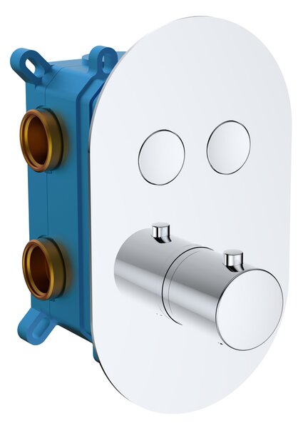 Mereo Mereo, Kád szett termosztátos rejtett nyomógombos csapteleppel - 2 utas - ovális burkolat, MER-CB60106TB1