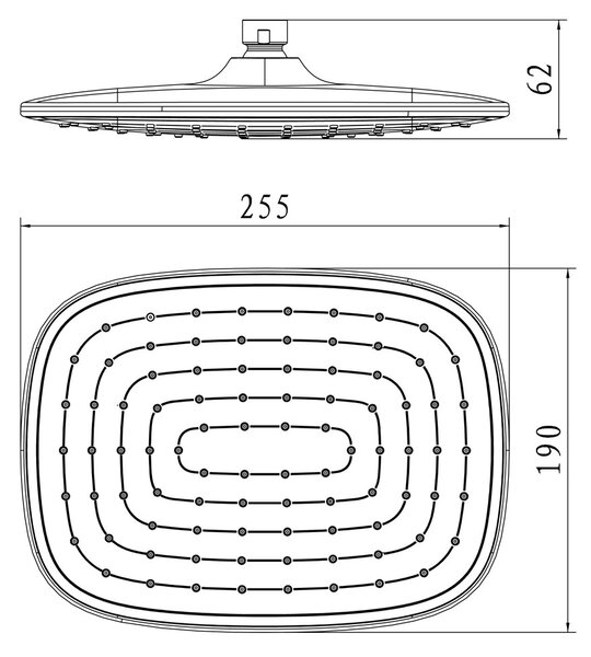 Mereo Mereo, Lemez zuhanylap 255x190 mm csatlakozással, krómozott műanyag, MER-CB585D