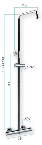 Mereo Mereo, termosztatikus fali zuhanycsaptelep tömlővel, kézi és lapos körzuhannyal O 220 mm, MER-CB60104TSA