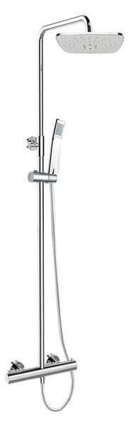 Mereo Mereo, termosztatikus fali zuhanycsaptelep tömlővel, kézi és lemezes négyzetzuhany 225x225mm, MER-CB60104TSB