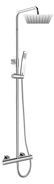 Mereo Mereo, termosztatikus fali zuhanycsaptelep tömlővel, kézi és lapos négyszögletes zuhany vékony 200x200mm, MER-CB60104TSD