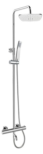 Mereo Mereo, termosztatikus fali kádcsaptelep tömlővel, kézi és lapos négyzetzuhannyal 225x225mm, MER-CB60101TSB