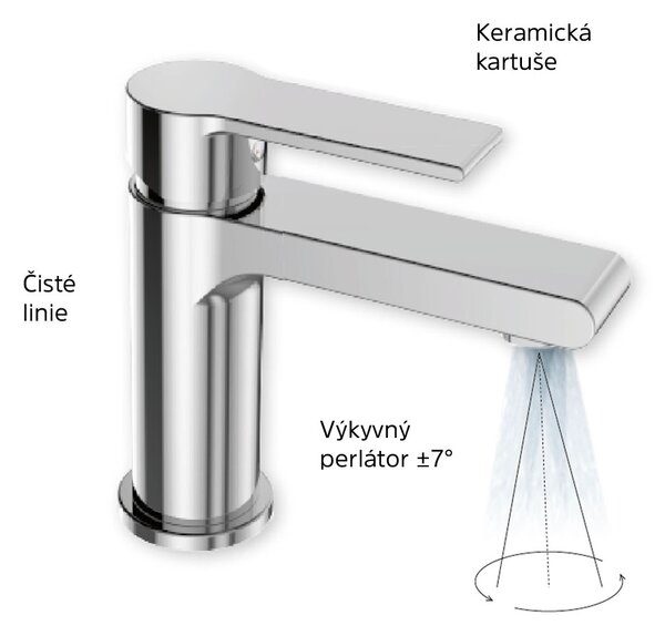 Mereo Mereo, mosdócsap, Dita, csattanós leeresztő csavarral CH03VS, króm, MER-CBE10104DC