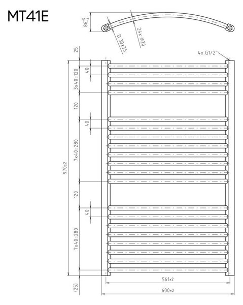 Mereo Mereo, Kerek fűtési létra, fehér, elektromos, MER-MT41E