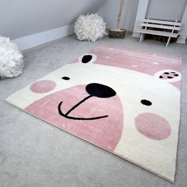 Gyerekszőnyeg akció, EPERKE 100x150cm D066 rózsaszín macis szőnyeg