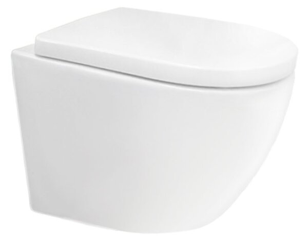 Mereo Mereo, falra akasztható kapucnis WC, csendes öblítés, RIMLESS, 495x360x370, kerámia, incl. ülések CSS115SN, fehér fényes, MER-VSD82T2