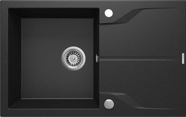Deante Andante Flush, gránit mosogató 780x490x194 mm, 3,5"+ helytakarékos szifon, 1 kamrás, grafit fém, ZQN_G11F