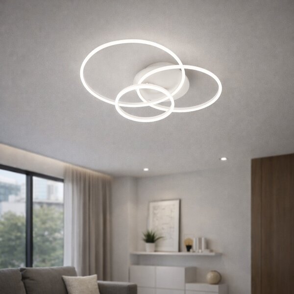 FRAME modern LED mennyezeti lámpa, fehér, kerek, három gyűrűvel
