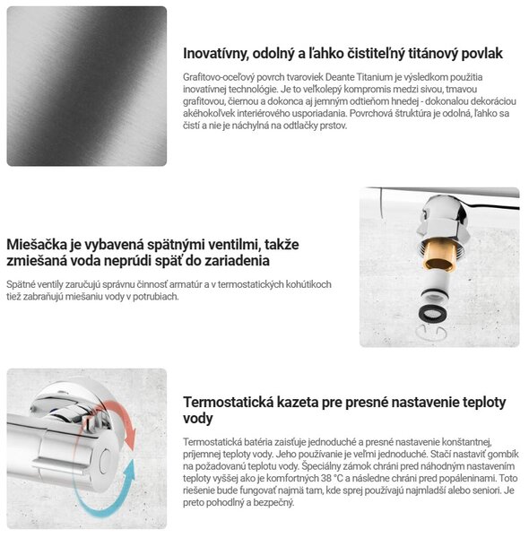 Deante Cascada, falra szerelhető kádcsaptelep forgatható kifolyóval, titán, DEA-BCH_D1BT