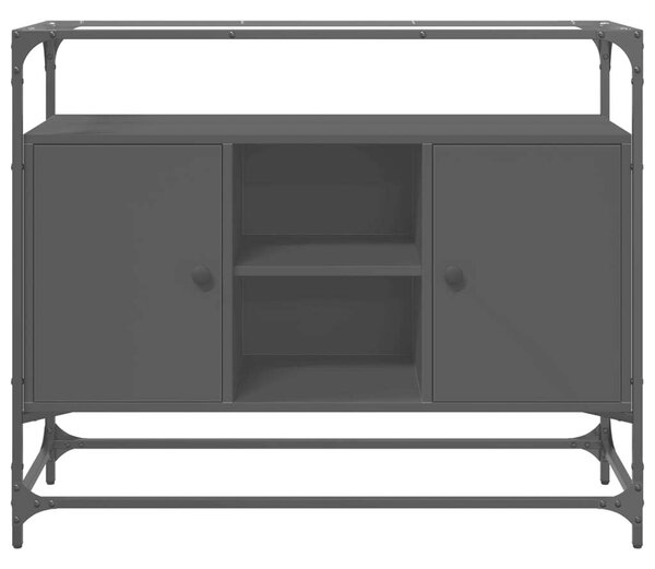 VidaXL Fekete Fa Tálalószekrény - Üveglap - 98x35x81 cm
