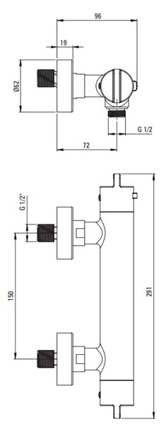 Deante Cascada, termosztatikus zuhanycsaptelep, titán, DEA-BCH_D4BT