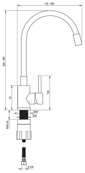 Deante Corio, gránit mosogató munkalaphoz 670x440x175 mm + mosogató csaptelep flexi karral króm-fekete + 3,5"+ helytakarékos szifon, 1 kamrás, grafit…