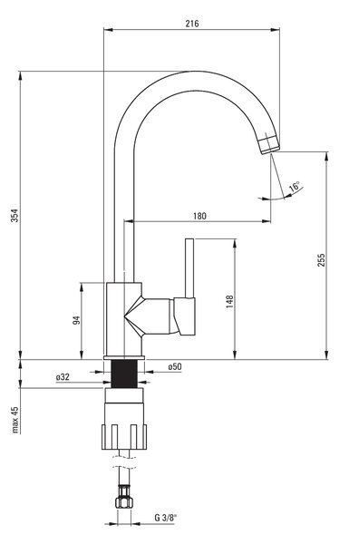 Deante Zorba, gránit mosogató 580x440x164 mm Z / KO, 3,5 "+ helytakarékos szifon, 1 kamrás + Nemezja csaptelep, homok, ZQZA711A