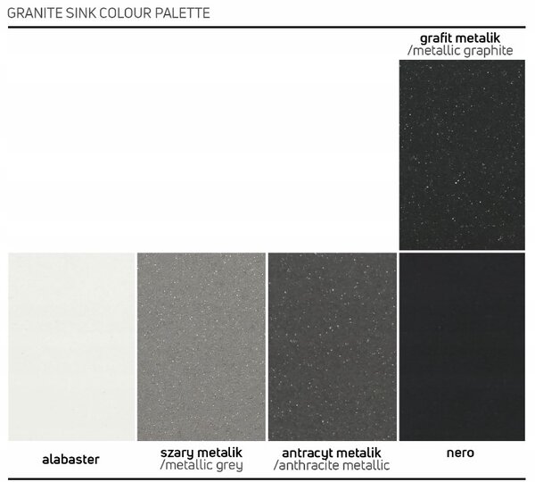 Deante Corda, gránit mosogató a lemez alatt 380x460x194 mm, 3,5 "+ helytakarékos szifon, 1 kamrás, fekete, ZQA_N10B