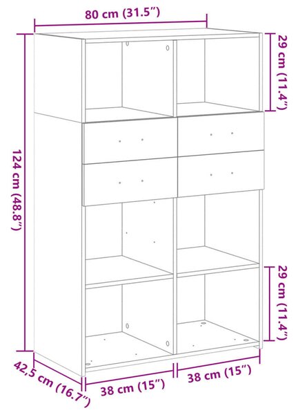 VidaXL fekete szerelt fa magasszekrény 80 x 42,5 x 124 cm