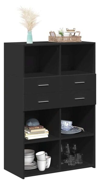 VidaXL fekete szerelt fa magasszekrény 80 x 42,5 x 124 cm