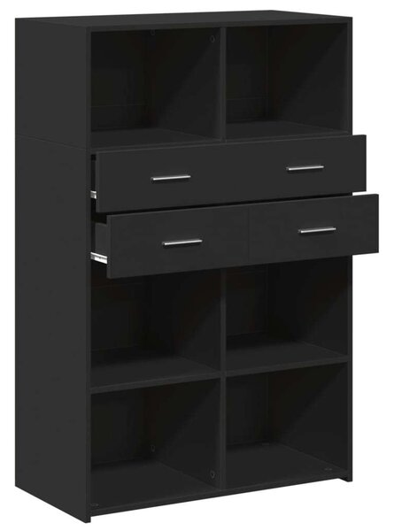 VidaXL fekete szerelt fa magasszekrény 80 x 42,5 x 124 cm