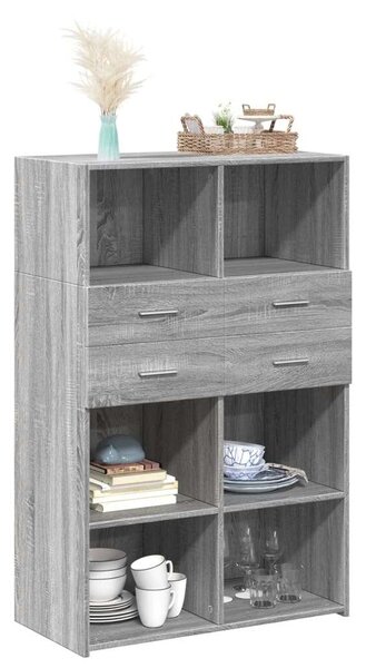 VidaXL szürke sonoma színű szerelt fa magasszekrény 80 x 42,5 x 124 cm
