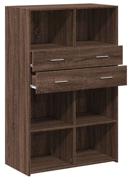 VidaXL barna tölgy színű szerelt fa magasszekrény 80 x 42,5 x 124 cm