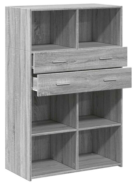 VidaXL szürke sonoma színű szerelt fa magasszekrény 80 x 42,5 x 124 cm