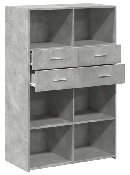 VidaXL betonszürke szerelt fa magasszekrény 80 x 42,5 x 124 cm