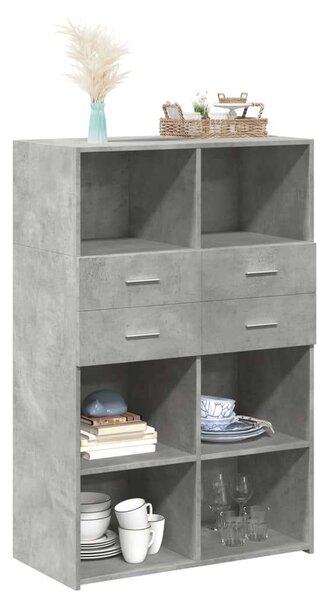 VidaXL betonszürke szerelt fa magasszekrény 80 x 42,5 x 124 cm
