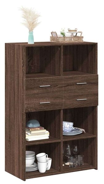 VidaXL barna tölgy színű szerelt fa magasszekrény 80 x 42,5 x 124 cm