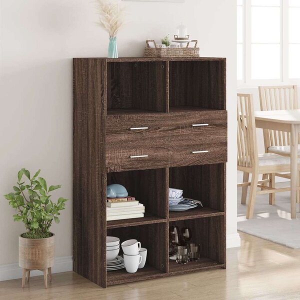 VidaXL barna tölgy színű szerelt fa magasszekrény 80 x 42,5 x 124 cm