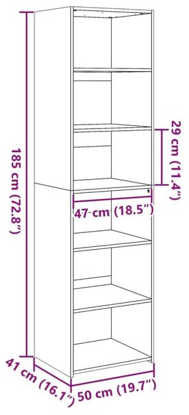 VidaXL szürke sonoma színű szerelt fa magasszekrény 50 x 41 x 185