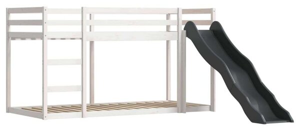 VidaXL fehér-fekete emeletes ágy csúszdával és függönnyel 90 x 200 cm