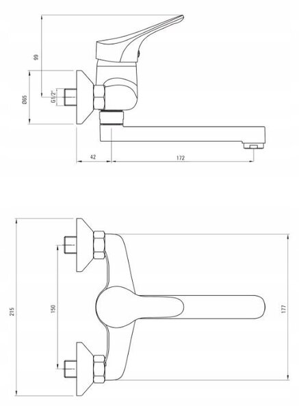 Deante Joko, falra szerelhető mosdócsap 150mm, króm, BOJ_050M