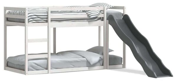 VidaXL fehér tömör fenyő emeletes ágy csúszdával és létrával 90x200 cm