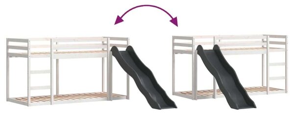 VidaXL fehér tömör fenyő emeletes ágy csúszdával és létrával 90x200 cm