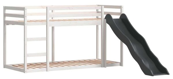 VidaXL fehér tömör fenyő emeletes ágy csúszdával és létrával 90x200 cm