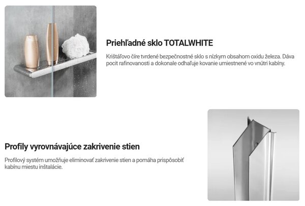 Deante Kerria Plus, tolózuhanyajtó 100x200 cm, 6mm átlátszó üveg, króm profil, DEA-KTSP010P