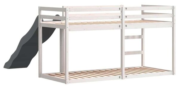 VidaXL fehér tömör fenyő emeletes ágy csúszdával és létrával 90x200 cm