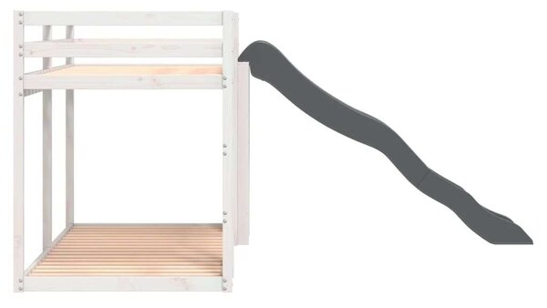 VidaXL fehér tömör fenyő emeletes ágy csúszdával és létrával 90x200 cm