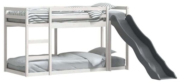 VidaXL fehér tömör fenyő emeletes ágy csúszdával és létrával 90x200 cm