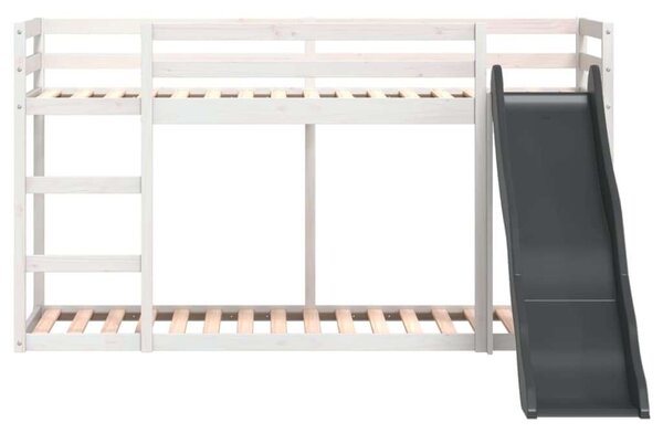 VidaXL fehér tömör fenyő emeletes ágy csúszdával és létrával 90x200 cm